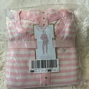 Brand New Victoria's Secret Pink and White Striped Pajama Set